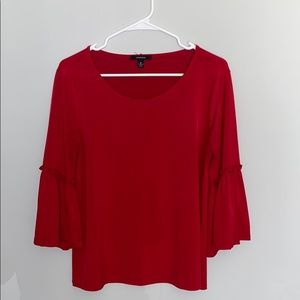 Beautiful Red Blouse W/ ruffled Sleeves